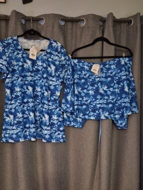 PLUS SIZE-Modesty Style Blue Tie-Dye Swim Set Set - Modli